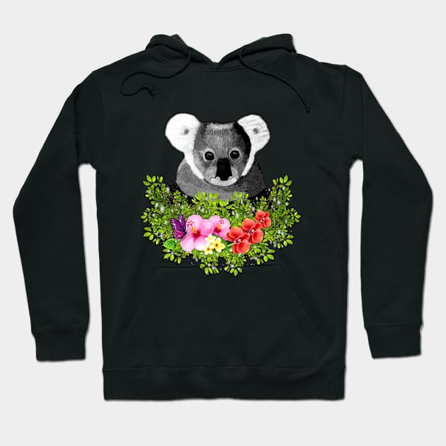 Cute Koala with Flowers and Butterfly Hoodie by KC Morcom aka KCM Gems n Bling aka KCM Inspirations